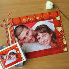 Personalized Red Valentine Personalized Photo Puzzle 12X16.5 Jigsaw Puzzle