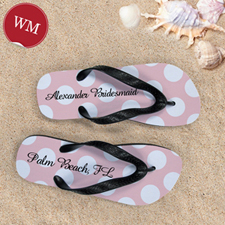 Make My Own Custom Name Light Pink Polka Dot Women Medium Flip Flop Sandals