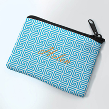 Personalized Blue Greek Key Small Coin Purse (3.5