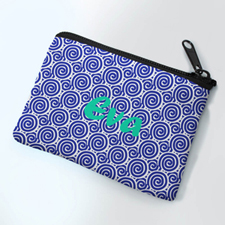Personalized Blue Swirls Small Coin Purse (3.5