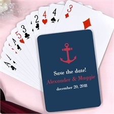 Create Red & Navy Anchor Nautical Wedding Personalized Playing Cards