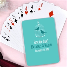 Create Love Birds Vintage Cage Personalized Engagement Playing Cards