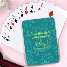 Create Peacock Floral Pattern Wedding Personalized Playing Cards