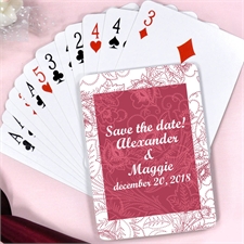Create Red Floral Pattern Wedding Personalized Playing Cards