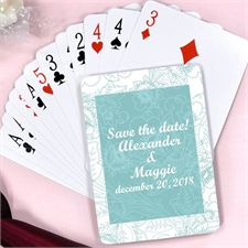 Create Aqua Floral Pattern Wedding Personalized Playing Cards