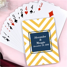 Create Yellow Cross Chevron Personalized Monogrammed Playing Cards