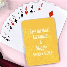Create Yellow Floral Pattern Personalized Wedding Playing Cards