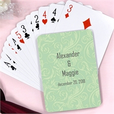 Green Swirl Pattern Engagement Personalized Playing Cards