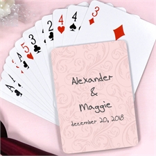 Pink Swirl Pattern Engagement Personalized Playing Cards