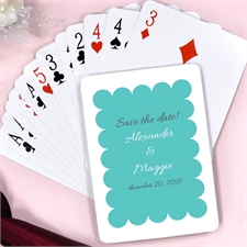 Aqua Personalized Wedding Luxe Square Playing Cards