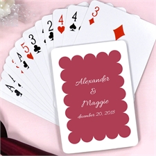 Burgundy Red Personalized Wedding Luxe Square Playing Cards