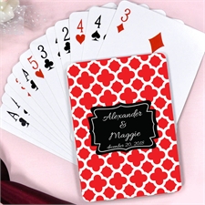 Personalized Red Moroccan Pattern Save The Date Playing Cards