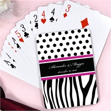 Polka Dots Zebra Print Wedding Personalized Playing Cards
