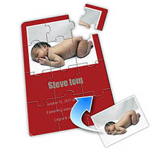 Birth Announcement Photo Puzzle, 5x7 Red
