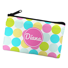 Pink Colorful Large Dots Personalized Cosmetic Bag
