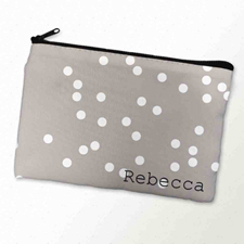 Custom Printed White Natural Polka Dots Zipper Bag