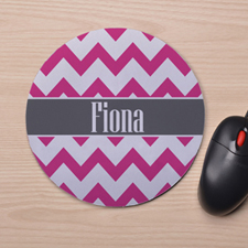 Custom Printed Fuchsia Chevron Design Mouse Pad