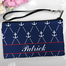Personalized Navy White Anchor Clutch Bag (5.5X10 Inch)