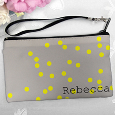Personalized Yellow Natural Polka Dots Clutch Bag (5.5X10 Inch)