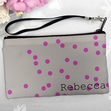 Personalized Fuchsia Natural Polka Dots Clutch Bag (5.5X10 Inch)