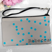 Personalized Turquoise Natural Polka Dots Clutch Bag (5.5X10 Inch)
