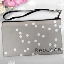 Personalized White Natural Polka Dots Clutch Bag (5.5X10 Inch)