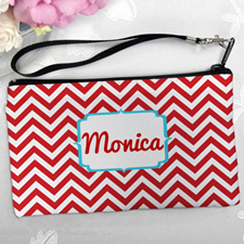 Personalized Red Chevron Clutch Bag (5.5X10 Inch)