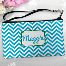 Personalized Turquoise Chevron Clutch Bag (5.5X10 Inch)