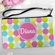 Personalized Pink Colorful Large Dots Clutch Bag (5.5X10 Inch)