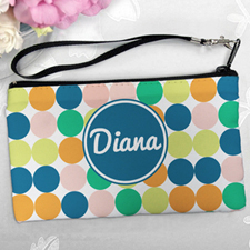 Personalized Navy Colorful Large Dots Clutch Bag (5.5X10 Inch)