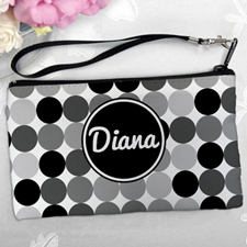 Personalized Black Grey Large Dots Clutch Bag (5.5X10 Inch)
