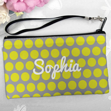 Personalized Yellow Grey Large Dots Clutch Bag (5.5X10 Inch)