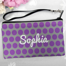 Personalized Purple Grey Large Dots Clutch Bag (5.5X10 Inch)