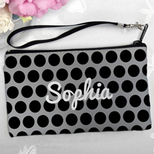 Personalized Black Grey Large Dots Clutch Bag (5.5X10 Inch)