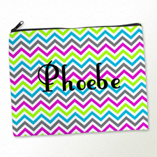 Personalized Colorful Chevron Pattern Large Cosmetic Bag (11