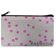 Custom Design Your Own Fuchsia Natural Polka Dots Makeup Bag (5 X 8 Inch)
