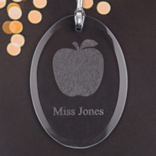 Personalized Laser Etched A+ Teacher Apple Glass Ornament