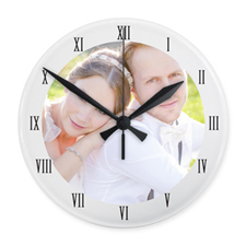 White Frame Personalized Acrylic Clock Custom Printed