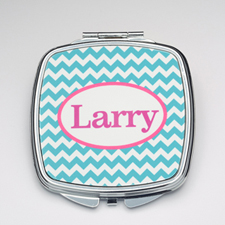 Personalized Turquoise Chevron Compact Make Up Mirror