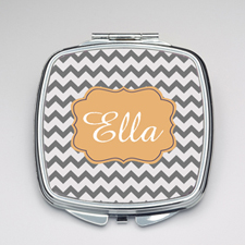 Personalized Grey Chevron Compact Make Up Mirror