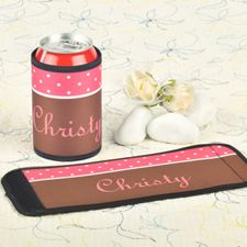 Carol Chocolate Polka Dot Personalized Can And Bottle Wrap