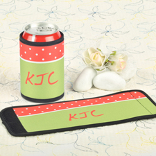 Red Lime Polka Dot Personalized Can And Bottle Wrap