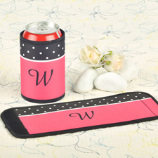 Black Pink Polka Dot Personalized Can And Bottle Wrap