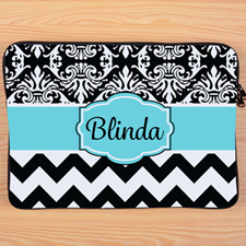 Chevron And Floral Personalized 15 Inch Laptop Sleeve