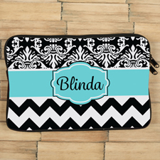 Chevron And Floral Personalized Macbook Air 11 Sleeve