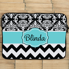 Chevron And Floral Personalized Macbook Air 13 Sleeve