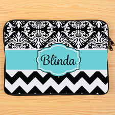 Chevron And Floral Personalized Macbook Pro 13 Sleeve (2015)
