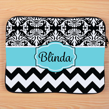 Chevron And Floral Personalized Macbook Pro 15 Sleeve (2015)
