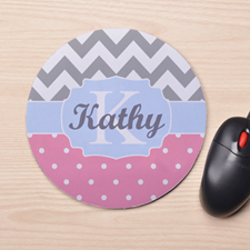 Custom Printed Dots And Chevron Design Mouse Pad