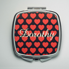 Personalized Many Hearts Compact Make Up Mirror
